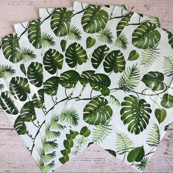 20- 10x13 Tropical Leaves Design Poly Mailers - Picture 2 of 4